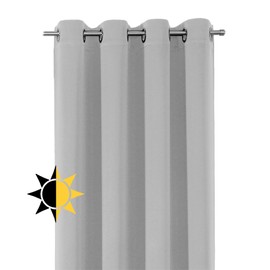 BEAUTEX Blackout Curtain with Eyelets, Blackout Eyelet Curtain, Opaque, Darkening, Choice of Sizes and Colours (Width: 140 cm, Height: 175 cm, Light Grey)