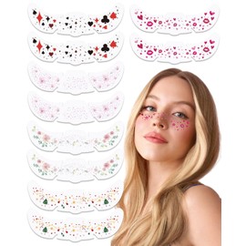 FDCGAS 10 Stück glitzer gesicht gold,Goldene Glitzer Tattoos, Temporäre Tattoo Aufkleber Für Gesicht, Sweatproof Waterproof Sommersprossen Tattoo, Glitzersteine Für Karneval, Party Aufkleber
