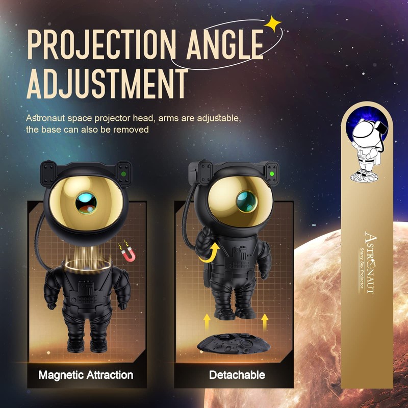 Mooyran Galaxy Projector for Gaming Room Decor - Black Astronaut