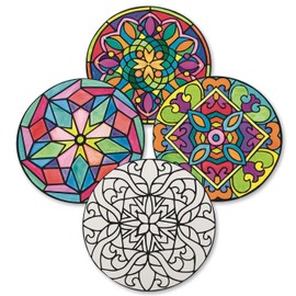 S&S Worldwide Velvet Art Mandalas to Color, 10 each of 4 Designs, Classically Detailed Designs, Color with Markers or Colored Pencils, 9" Diameter Cardstock Pack of 40.
