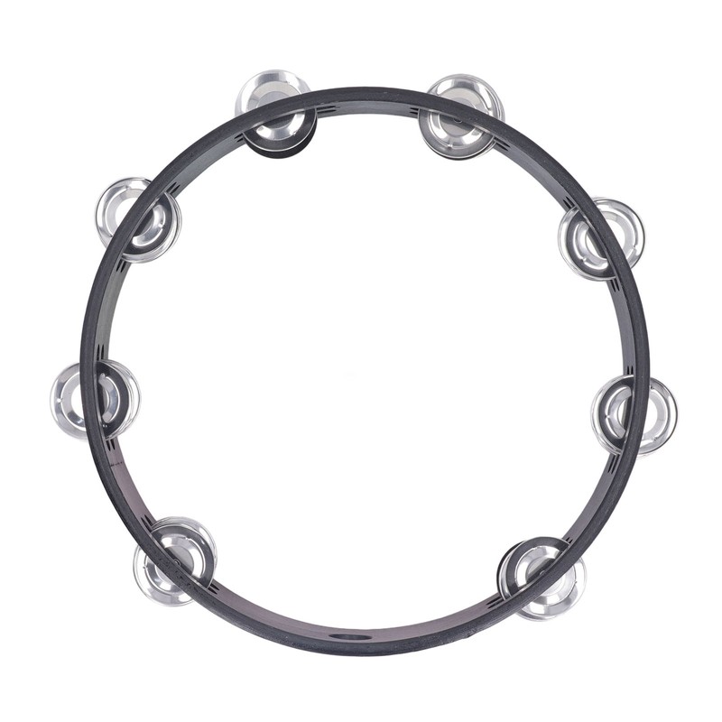 Handheld Tambourine 10 Inch Double Layer Bell Piece Solid Wood