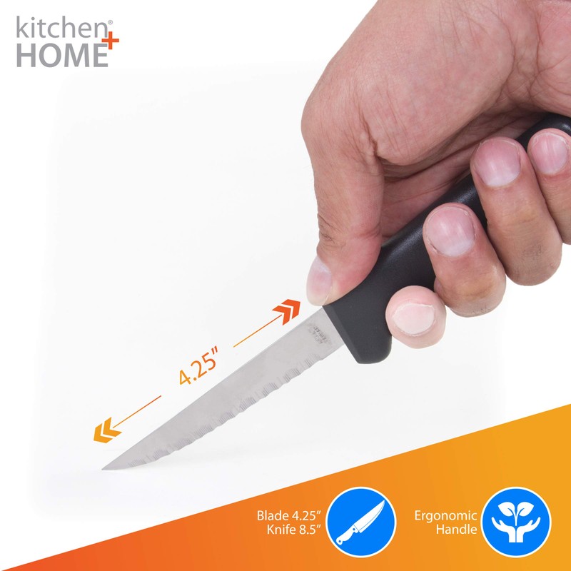Kitchen Home Steak Knives – Stainless Steel Pointed Tip Serrated
