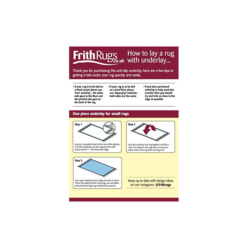 FrithRugs Foxi Anti Slip, Anti Creep Rug Underlay. For Carpeted