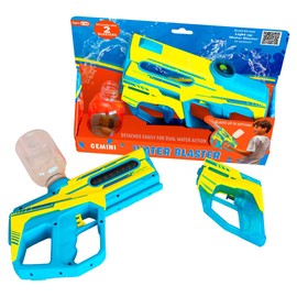 Gemini 2-in-1 Electric Water Gun Double The Fun, Easily Detaches into 2 Blasters for Dual Water Action – Long Range LED Blaster 25FT Range,200+ Blasts,8oz Tank–Pool,Beach & Backyard for Kids & Adults