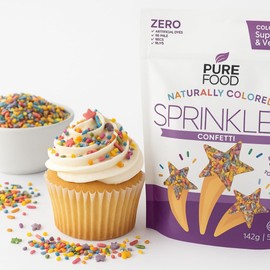 Pure Food By Estee Natural Confetti Sprinkles, 5oz | Vegan | Dye Free Rainbow Jimmies for Baking | Natural Colors | Soy Free, Gluten Free, Dairy Free, Nut Free