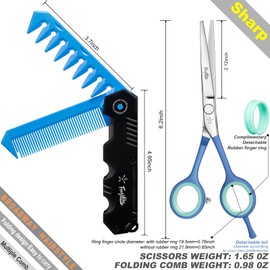 Fengliren Professional Sharp Barber Hair Cutting Scissors Hairdresser Shears For Hair 5.5 Inch Haircut Scissor Made Of Stainless Steel For Hairdressing Salon and Home Use (Blue)