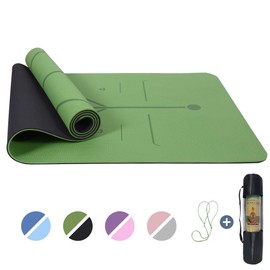 Yoga Mat Non Slip, Pilates Fitness Mats with Alignment Marks, Eco Friendly, Anti-Tear Yoga Mats for Women, 1/4" Exercise Mats for Home Workout with Carrying Strap