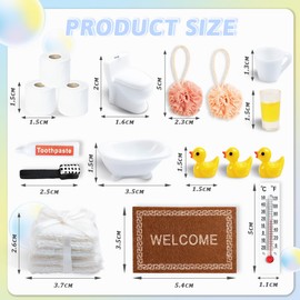 Wichtel Zubehör Weihnachten, 17 pcs Miniatur Wichtelzubehör Bade-Set mit Wichtel Badewanne Mini Zahnpasta Zahnbürste Enten Badekugel, Miniatur Zubehör für Wichteltür Weihnachten Deko und Puppenhaus