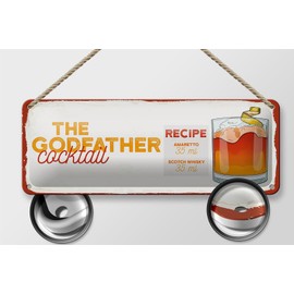 Femer Tin Sign Recipe The Godfather Cocktail Recipe 27 x 10 cm Decoration