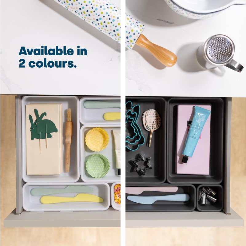 LIVIVO 8pc Interlocking Drawer Organiser and Dividers Plastic Desk and