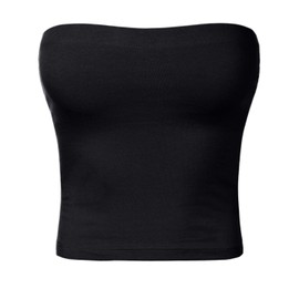 Women's Shapewear Tube Tops Strapless Ruched Built-in Shelf Bra Casual Black M