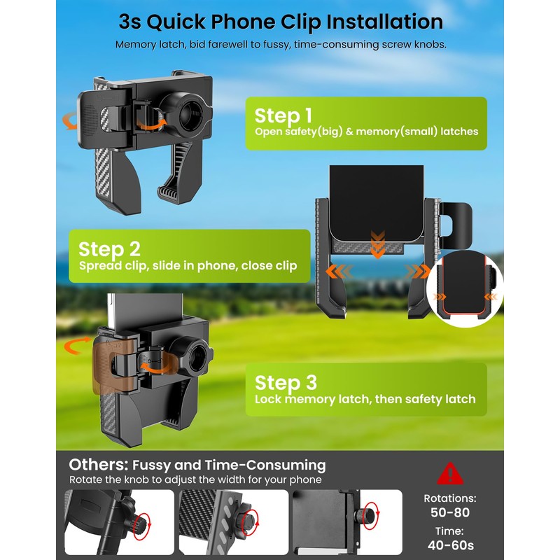 Golf Cart Phone Holder Mount - 3s Phone Clip Install,