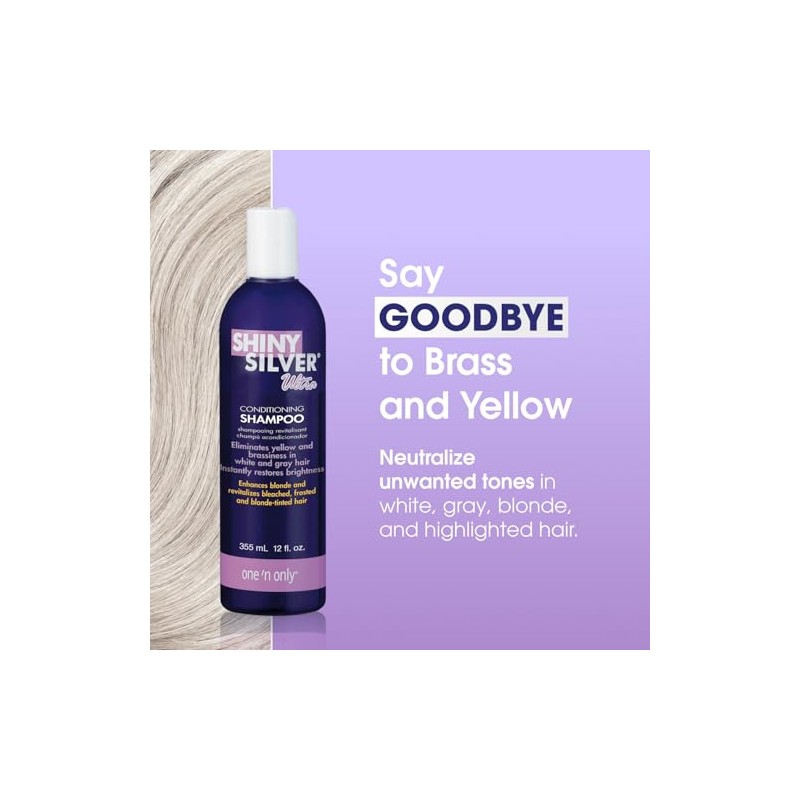 Shiny Silver Shampoo, especializado para cabellos rubios, amarillos, y platinados