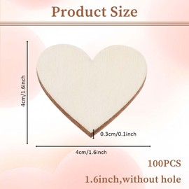 Giantree Pack of 100 4 cm Wooden Hearts for Labelling, Heart Decoration Wooden DIY Craft Wooden Hearts Untreated Unpainted Wooden Hearts Labelling for Table Decoration Wedding Birthday Christmas (4