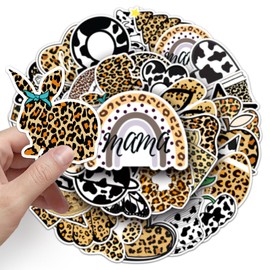50PCS Stickers for Leopard Print, Leopard Stickers,Teens Boys and Girls Sticker Pack Vinyl Skateboard Guitar Door Laptop Luggage Car Bike Water Bottle Birthday Party Supplies Stickers