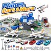Airplane Toy Set with Helicopter, Trucks & Airport Playmat –