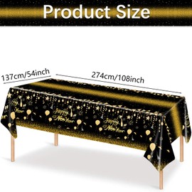 Dusenly Pack of 2 2025 Happy New Year Tablecloths Plastic Disposable Tablecloths for New Year's Eve 2025 New Year's Eve Party Decorations Supplies