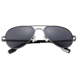 Onrtry Small Polarized Aviator Sunglasses for Boys Girls Classic Metal Frame Mirrored Lens Sun Glasses - 52MM(Gunmetal Frame/Grey Lens)