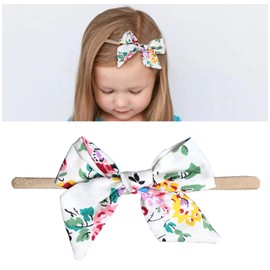 Baby Girl Headbands-Nylon Bows 10 Packs Mix Style Hair Band Accessories for Newborn Toddler and Little Baby (B)