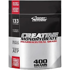 Inner Armour Creatina Monohidratada Micronizada en Polvo, Sin Sabor, Vegana, 400 g, 133 Porciones de 3 g