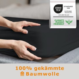 home4good Fitted Sheet, 120 x 200 cm, 100% Combed Cotton, Oeko-Tex 100, Jersey Fitted Sheet, Bed Sheet, 120 x 200 cm - Anthracite