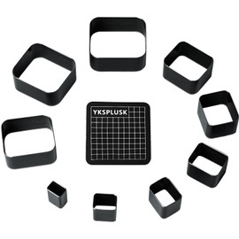 YKSPLUSK Leather Hole Cutter Tools Set, 9 Pieces Rectangle Punch Tools 15 20 25 30 35 40 45 50 55mm, High Carbon Steel Leather Cutting Dies - Leather Hole Punch Tool Kit for DIY Leathercrafts