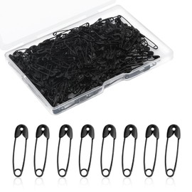 250pcs Mini Sewing Pins, 1.1in/28mm Nickel Plated Steel Safety Pins for Clothing, Handicrafts & Jewelry Making (Black)