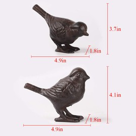 BRASSTAR Rustic Cast Iron Bird Statue Farmhouse Home Garden Decor Collectible Figurines Gift Replica Rust Color a Pair of Birds PTZD053