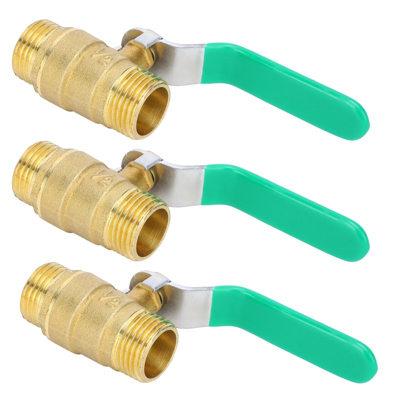 3Pcs Ball Valve Dual Male 1/2in Thread Switch Water Pipe