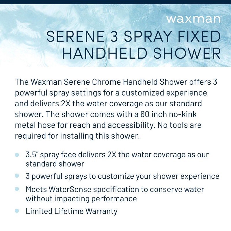 Waxman Serene 3 Spray Handheld Shower Head (Chrome)