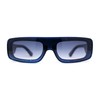 Retro Shield Narrow Rectangle Flat Top Plastic Sunglasses Blue -