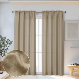 OWENIE Bob Camel Curtains 72 Inch Length 2 Panels Set for Living Room Bedroom, Light Filtering Faux Slub Textured Window Curtain Panels, Solid Airy Soft Rod Pocket French Door Drapes, 2 Pcs 40Wx72L