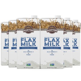 Manitoba Milling Company Original Flax Milk| Unsweetened | 3000mg ALA OMEGA-3 | 2 Tbsp Flaxseed per Serving | 4g Protein & 3g Fiber | Non-GMO, Plant-Based, Non-Dairy| Shelf-Stable, 32 oz (Pack of 6)