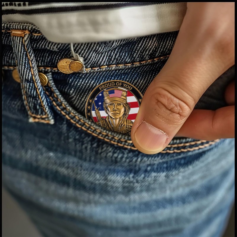 3D Color American Female Veterans Challenge Coin - Dual Sided