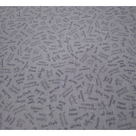 Quilting Treasures Purr-fect Balance BTY Phyllis Dobbs Quilting Treasures Yoga Tonal Gray Words