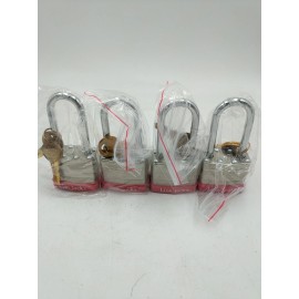 Lion Locks New Lot of 4, Lion Locks Padlock, Keyed Alike, 40mm Wide, 2" Shackle, Gold Key