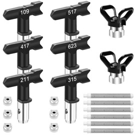 14 Pieces Airless Paint Sprayer Tips Set, 6 Reversible Spray Nozzles, 6 Airless Paint Spray Gun Filters, 2 Nozzle Tip Guards for Guns House Painting