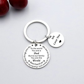 HULALA Best Dad Keyring Keychain Father's Day Gifts from Daughter Son to The World You are A Dad But to Our Family You are The World We Love You Daddy Key Rings