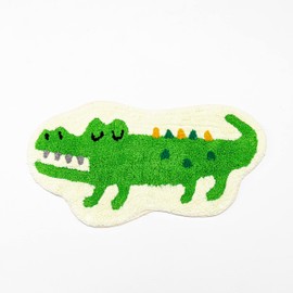 Green Crocodile Shaped Rug Cute Faux Animal Print Bathroom Rug Bath Mat Bath Carpet Shower Rug for Home Decor Bathroom Tub Floor Water Absorption Non-Slip Small Carpet Door Mat Playmat 15.7x29.5in