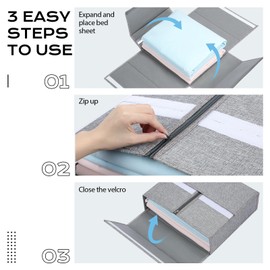 Yecaye 8 Pack Bed Sheet Organizers and Storage, Foldable Sheet Organizer for Linen Closet(Queen & King Size), Bedding Storage Box with Clear Window For Sheets Set, Duvet Cover, Grey