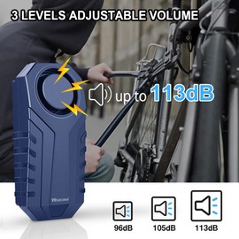 WSDCAM 113dB Bike Alarm Wireless Anti Theft Vibration Motion Sensor Vehicle Security Alarm System Waterproof Motorcycle Alarm Bicycle Alarm with Remote - Blue