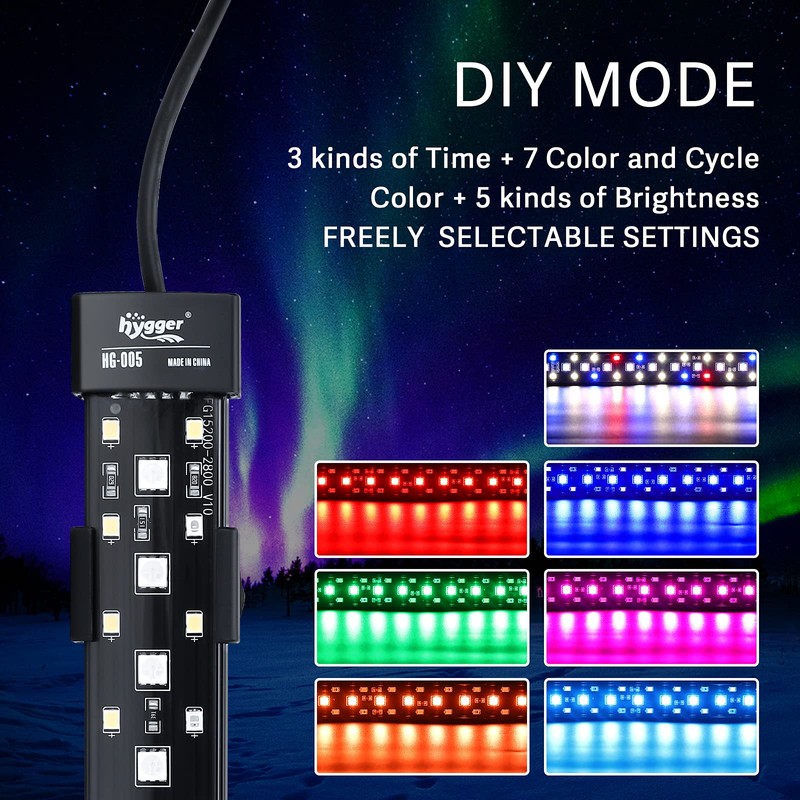 hygger 24/7 Mode Submersible Aquarium LED Light, Full Spectrum Hidden