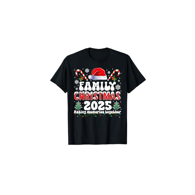 Family Christmas 2025 Santa Hat Matching Group Pajamas Xmas T-Shirt
