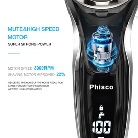 Phisco RMS8112- ChestPro Men's Electric Razor - Waterproof, Rechargeable, 3-Head Face Shaver for a Close Wet/Dry Shave