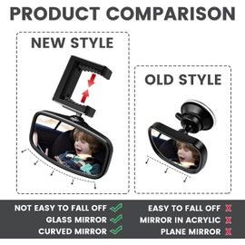 KERHAND 360-Degree Baby Car Mirror for Rear-Facing Seats,Kids Safety Mirrors with Tool-Free Installation,Kids Rear View Mirror BPA-Free Shatterproof & ASTM Certified (Adjustable 14"-22") (1 pack)