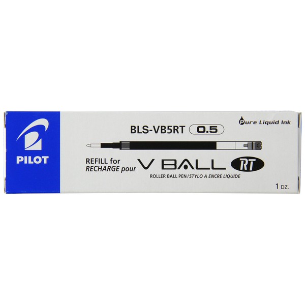 Pilot Refills for Vball 5 Retractable Liquid Ink 0.5 mm (Box of 12) - Blue