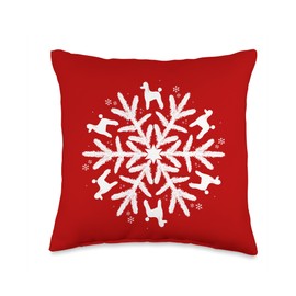 Snowflake Christmas Poodle Throw Pillow