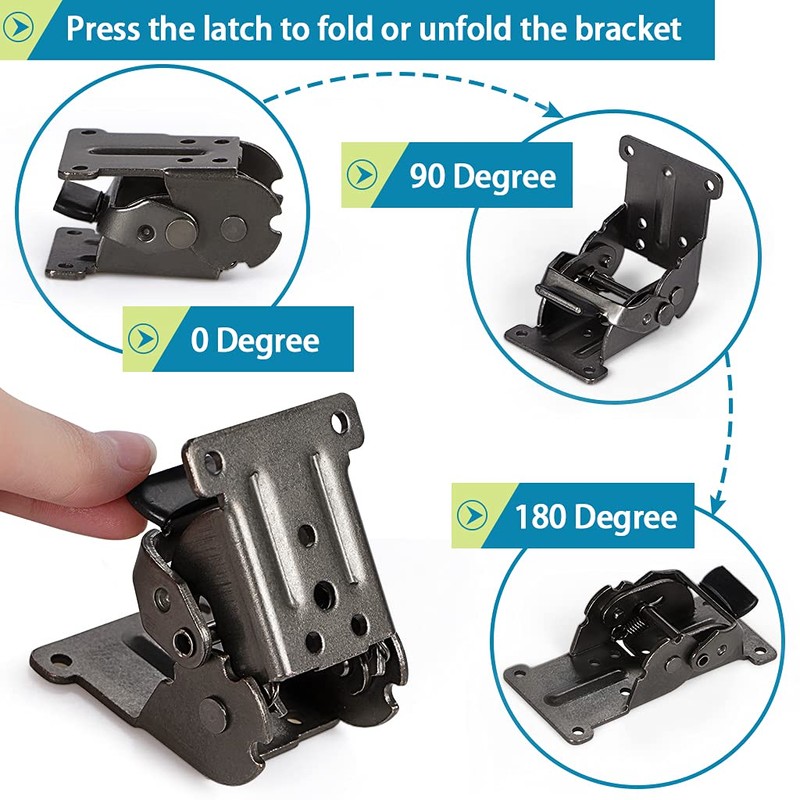 Skelang 4 Pcs Folding Brakcet 0°-90°-180°, Table Foldable Hinge, Self