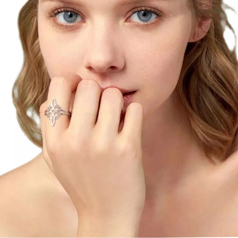 Jextech Anillo Nudo De Bruja Wiccan Celta Acero Amuleto Protección