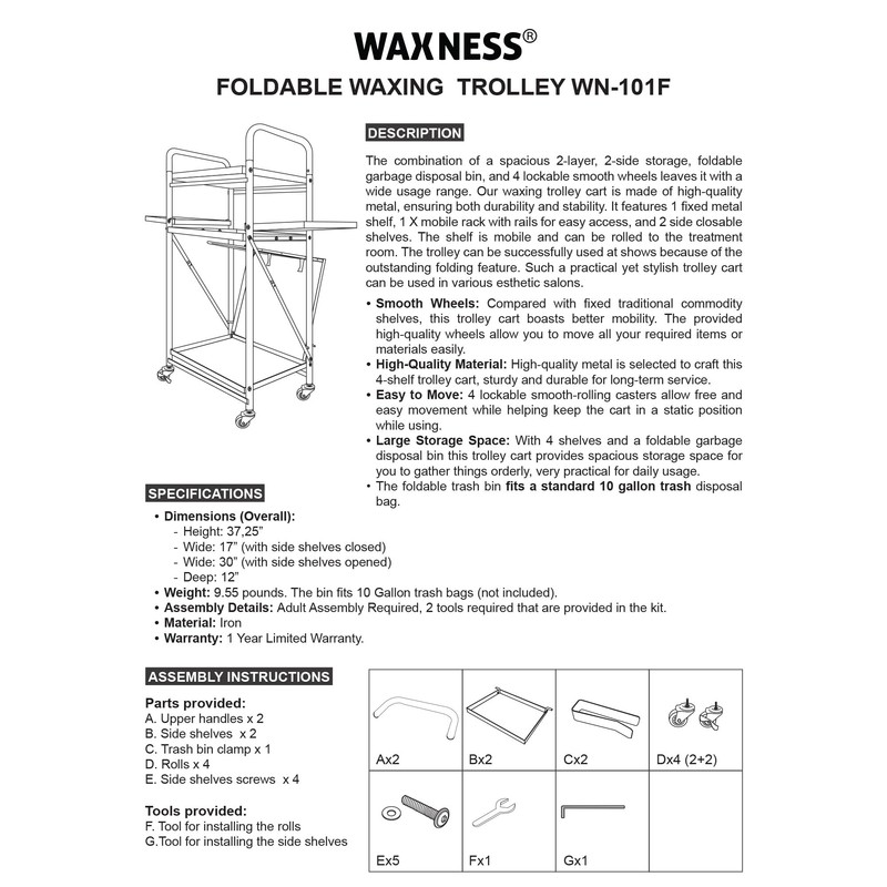 Waxness Foldable Waxing Trolley